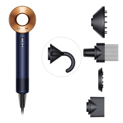 Фен Dyson Supersonic HD07 синий медный с 5 насадками и дорожным чехлом