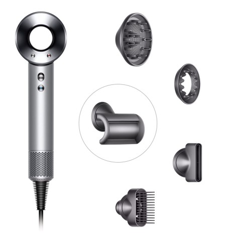 Фен Dyson Supersonic HD07 (белый) с 5 насадками и черным дорожным чехлом