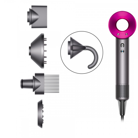 Фен Dyson Supersonic для волос (фуксия) с 5 насадками